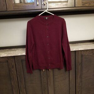Uniqlo Burgundy Cashmere Cardigan Sweater